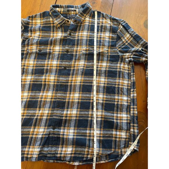 Lucky Brand XXL Womens Button Up Top Long Sleeve Flannel 100% Cotton Blue Yellow - Picture 10 of 12